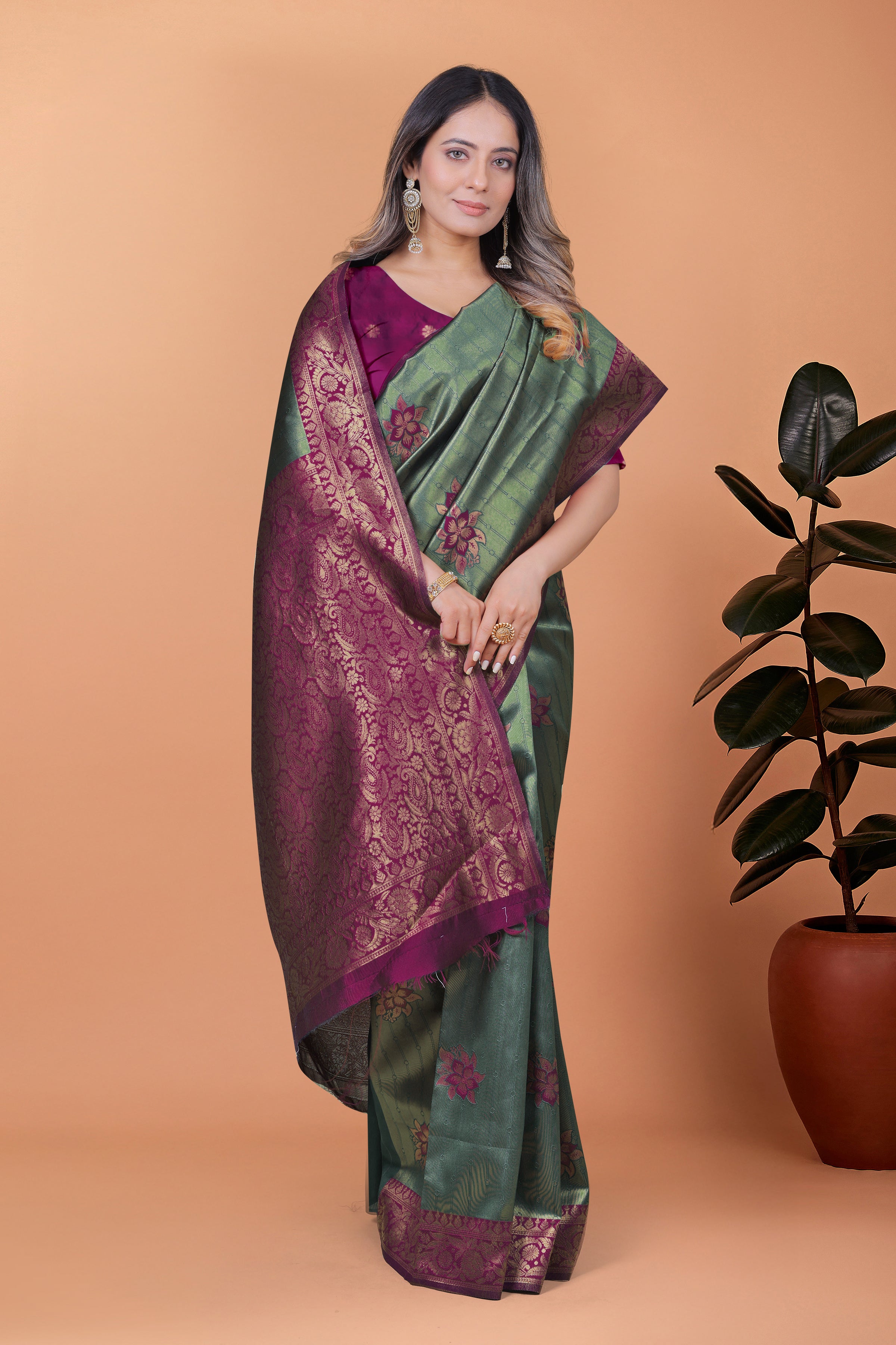 Banarasi Silk Saree with Lotus Motifs with 8 color option 🌺✨